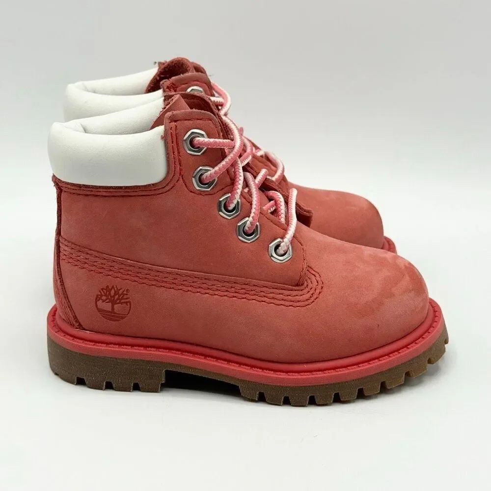 Timberland 6” Waterproof Boots with Ankle Padding in Medium Pink - US Toddler 5